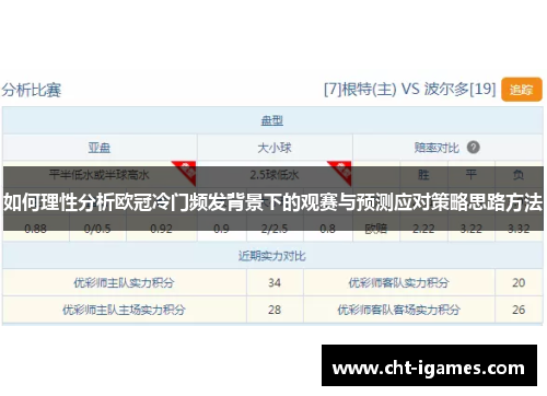 如何理性分析欧冠冷门频发背景下的观赛与预测应对策略思路方法