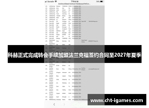 科赫正式完成转会手续加盟法兰克福签约合同至2027年夏季